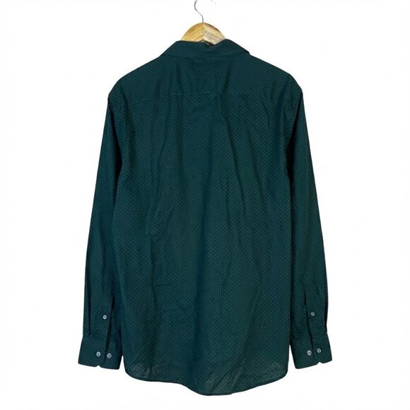Kenneth Cole Polka Dot Button Down Shirt Mens XXL Green Non-Iron Preppy Career - Picture 4 of 5